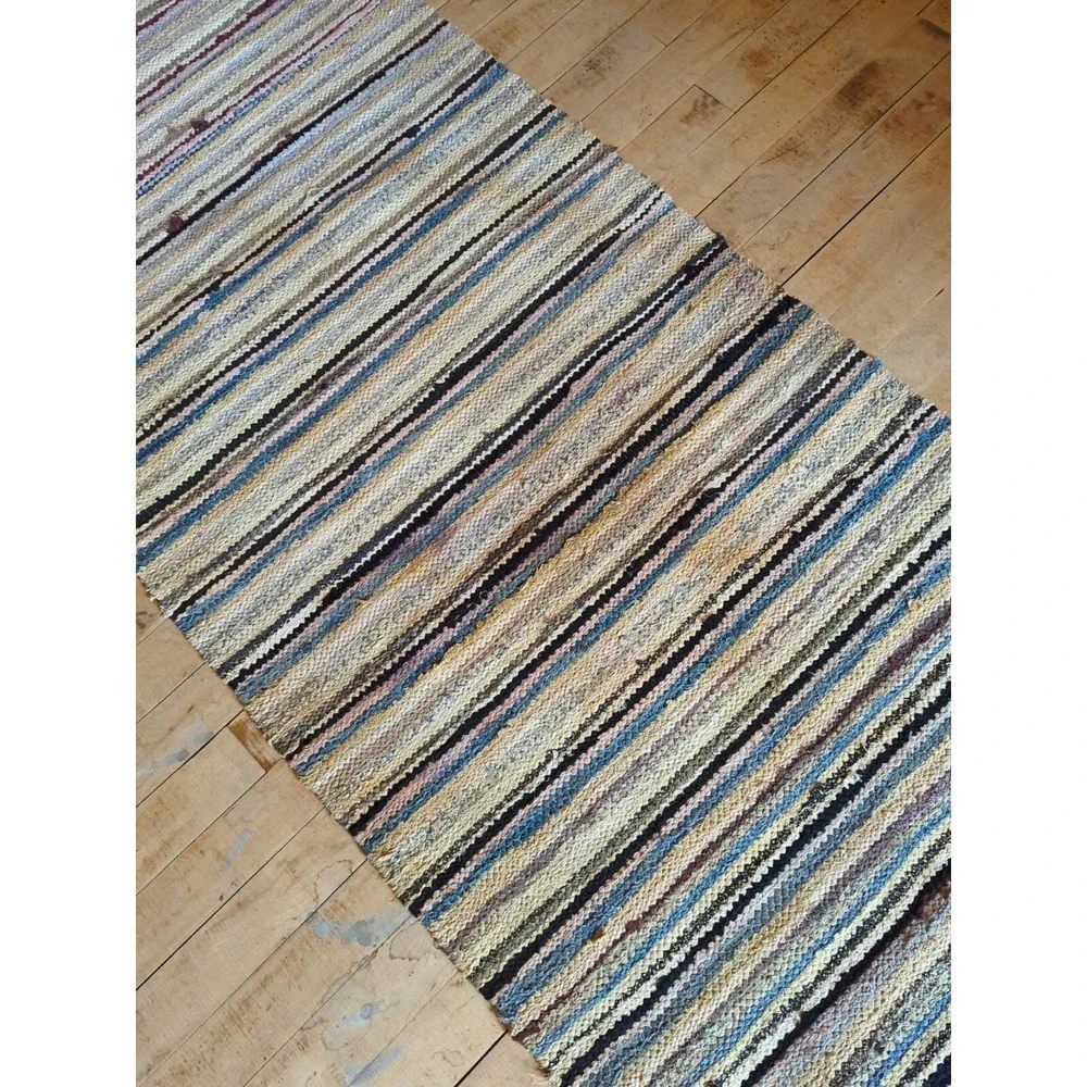 Antique Imported Swedish HandMade Rag Rug Runner‎ (25 x 147 inches )